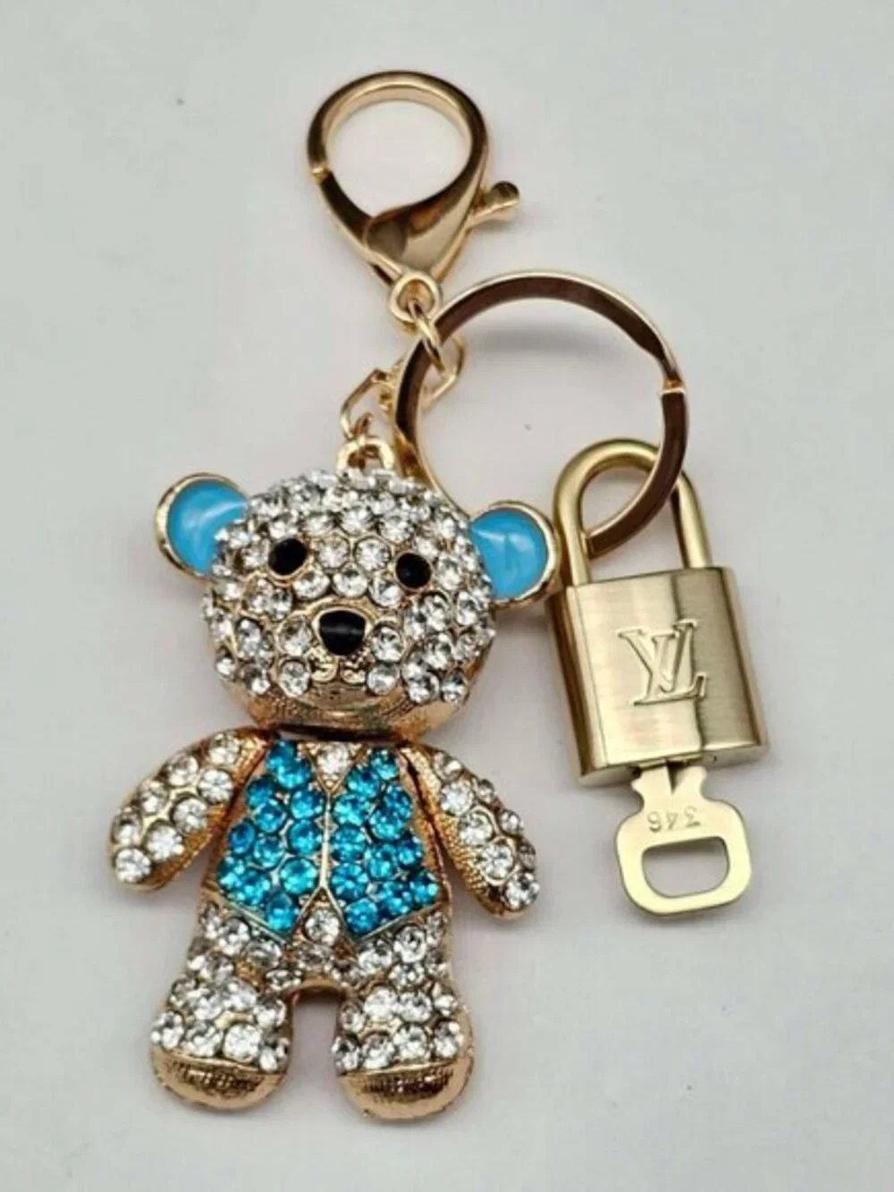 Authentic Louis Vuitton Gold Padlock 🔒 Key Set w/ Unbranded Bear Bag Charm